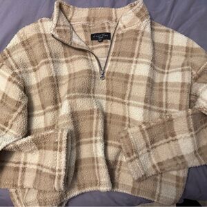 Love Tree Tan and Cream Plaid Fleece Jacket